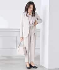 KALCD01079 a.v.v Elmi(アー・ヴェ・ヴェ) 【低身長サイズ】【洗える/ストレッチ/セットアップ対応】ダブルクロステーパードパンツ ネイビー