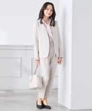 KALCD01079 a.v.v Elmi(アー・ヴェ・ヴェ) 【低身長サイズ】【洗える/ストレッチ/セットアップ対応】ダブルクロステーパードパンツ ネイビー