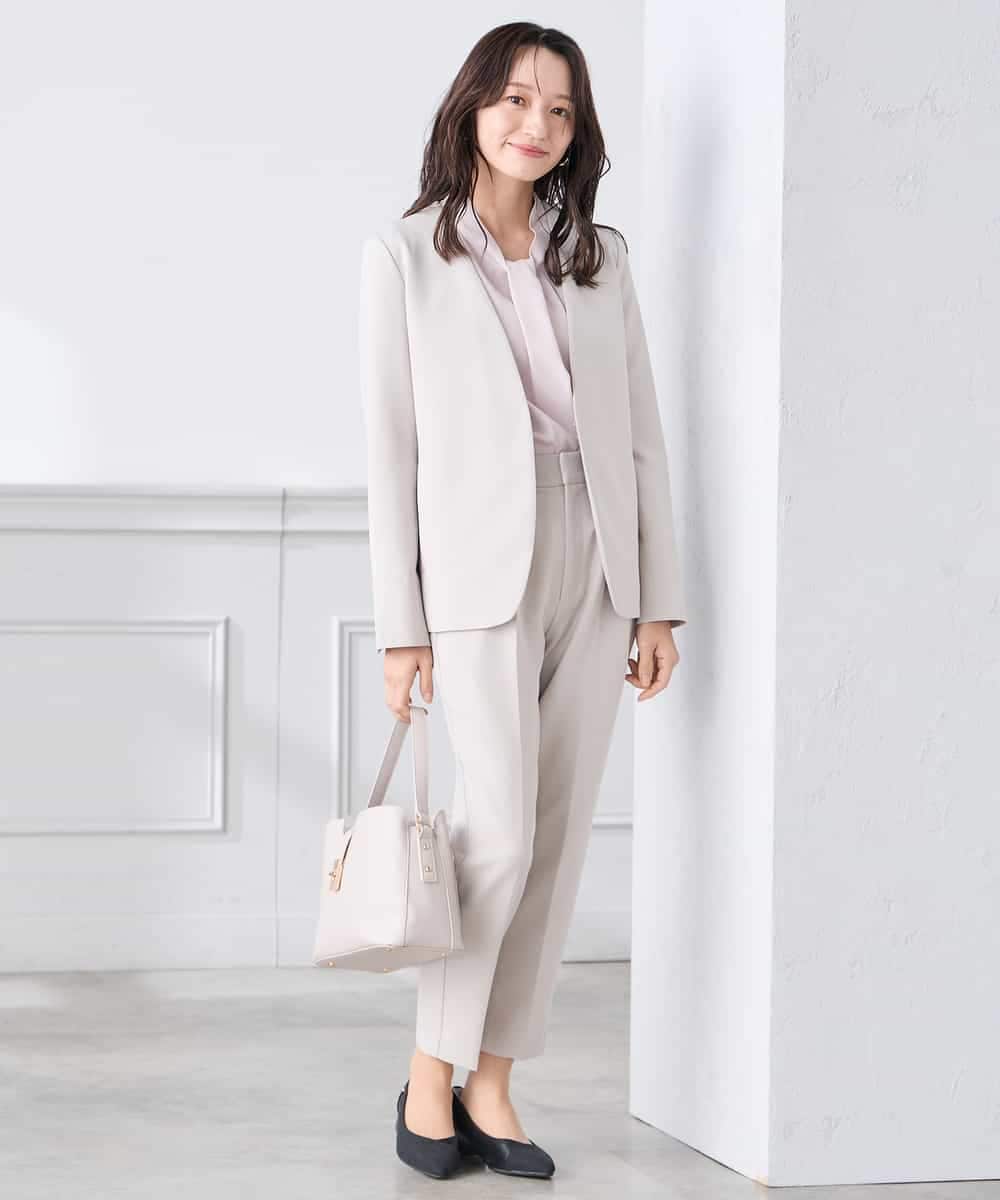 KALCD01079 a.v.v Elmi(アー・ヴェ・ヴェ) 【低身長サイズ】【洗える/ストレッチ/セットアップ対応】ダブルクロステーパードパンツ ネイビー