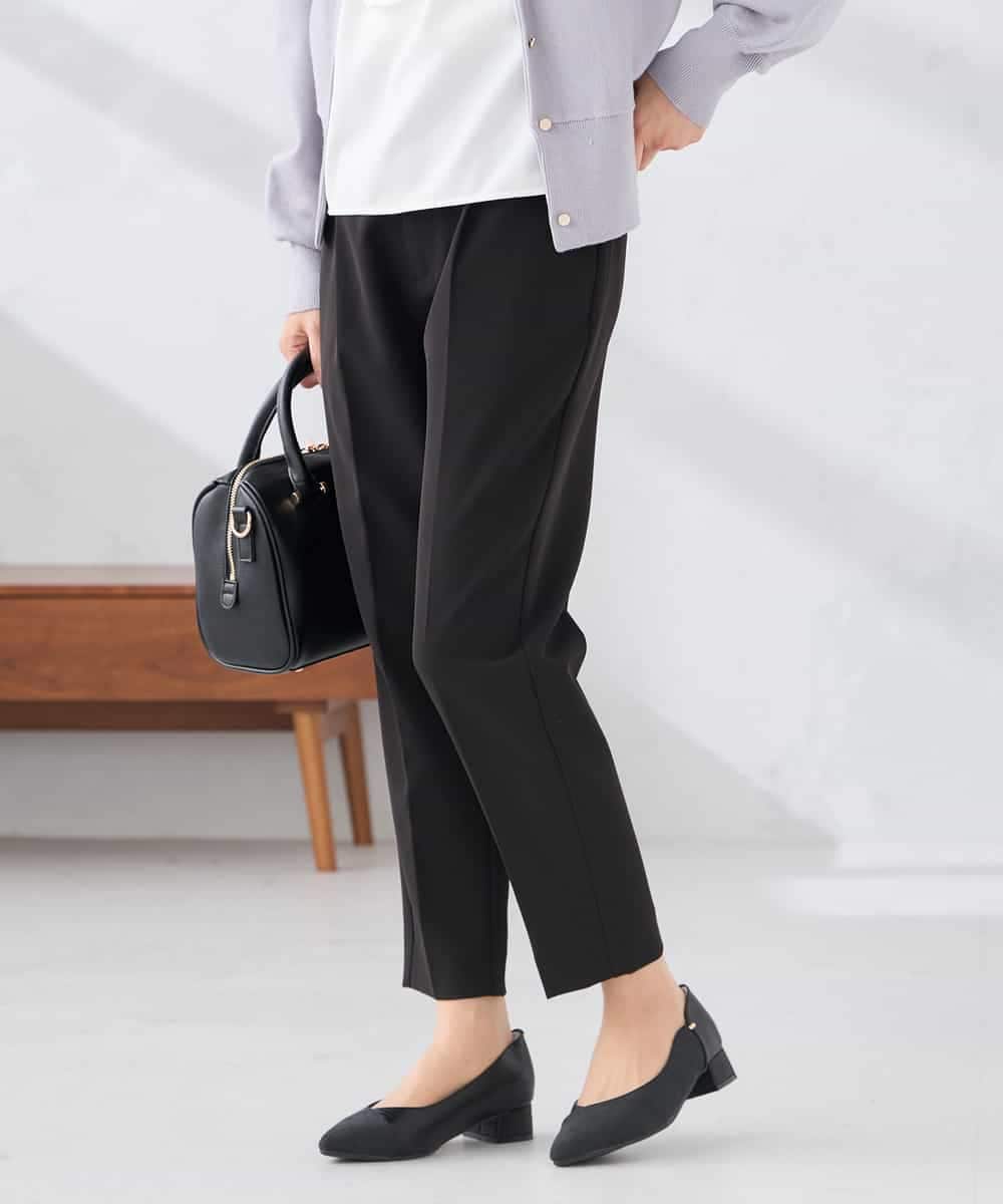 KALCD01079 a.v.v Elmi(アー・ヴェ・ヴェ) 【低身長サイズ】【洗える/ストレッチ/セットアップ対応】ダブルクロステーパードパンツ ネイビー