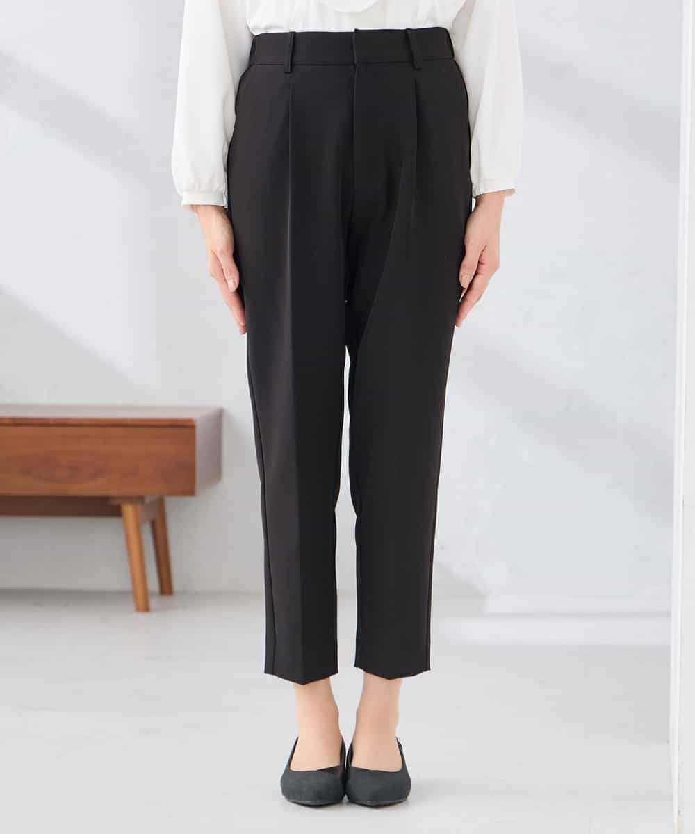 KALCD01079 a.v.v Elmi(アー・ヴェ・ヴェ) 【低身長サイズ】【洗える/ストレッチ/セットアップ対応】ダブルクロステーパードパンツ ネイビー