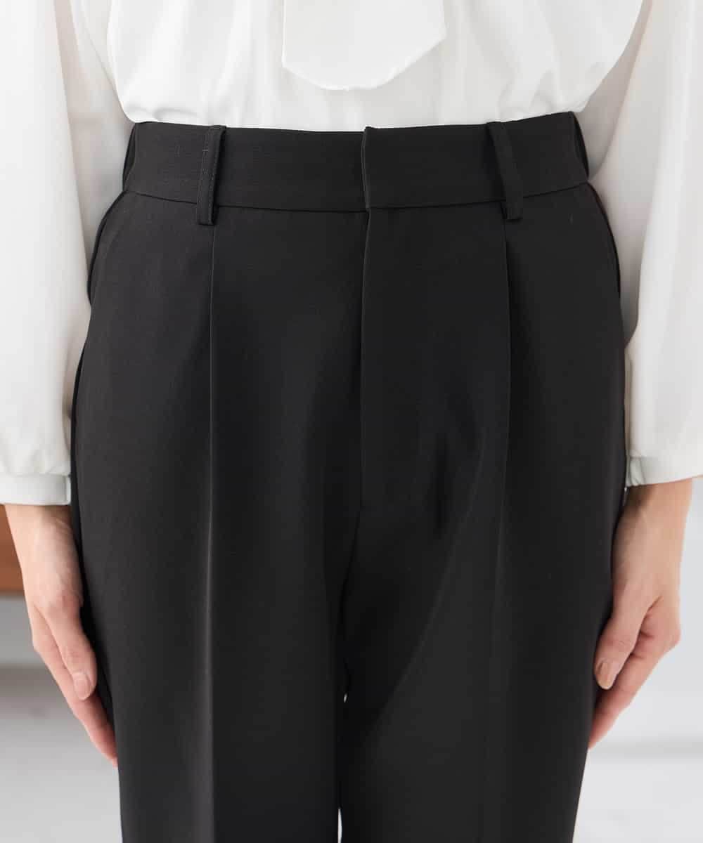 KALCD01079 a.v.v Elmi(アー・ヴェ・ヴェ) 【低身長サイズ】【洗える/ストレッチ/セットアップ対応】ダブルクロステーパードパンツ ネイビー