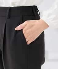 KALCD01079 a.v.v Elmi(アー・ヴェ・ヴェ) 【低身長サイズ】【洗える/ストレッチ/セットアップ対応】ダブルクロステーパードパンツ ネイビー