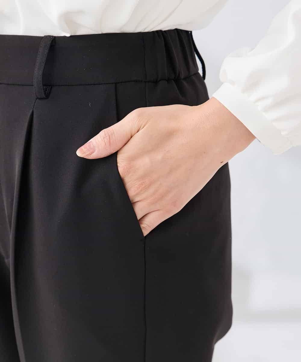 KALCD01079 a.v.v Elmi(アー・ヴェ・ヴェ) 【低身長サイズ】【洗える/ストレッチ/セットアップ対応】ダブルクロステーパードパンツ ネイビー