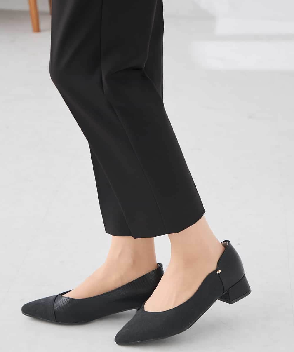 KALCD01079 a.v.v Elmi(アー・ヴェ・ヴェ) 【低身長サイズ】【洗える/ストレッチ/セットアップ対応】ダブルクロステーパードパンツ ネイビー