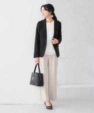 KALCD02079 a.v.v Elmi(アー・ヴェ・ヴェ) 【低身長サイズ】【洗える/ストレッチ/セットアップ対応】ダブルクロスワイドパンツ ネイビー