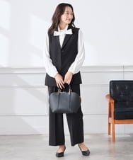 KALCD02079 a.v.v Elmi(アー・ヴェ・ヴェ) 【低身長サイズ】【洗える/ストレッチ/セットアップ対応】ダブルクロスワイドパンツ ネイビー