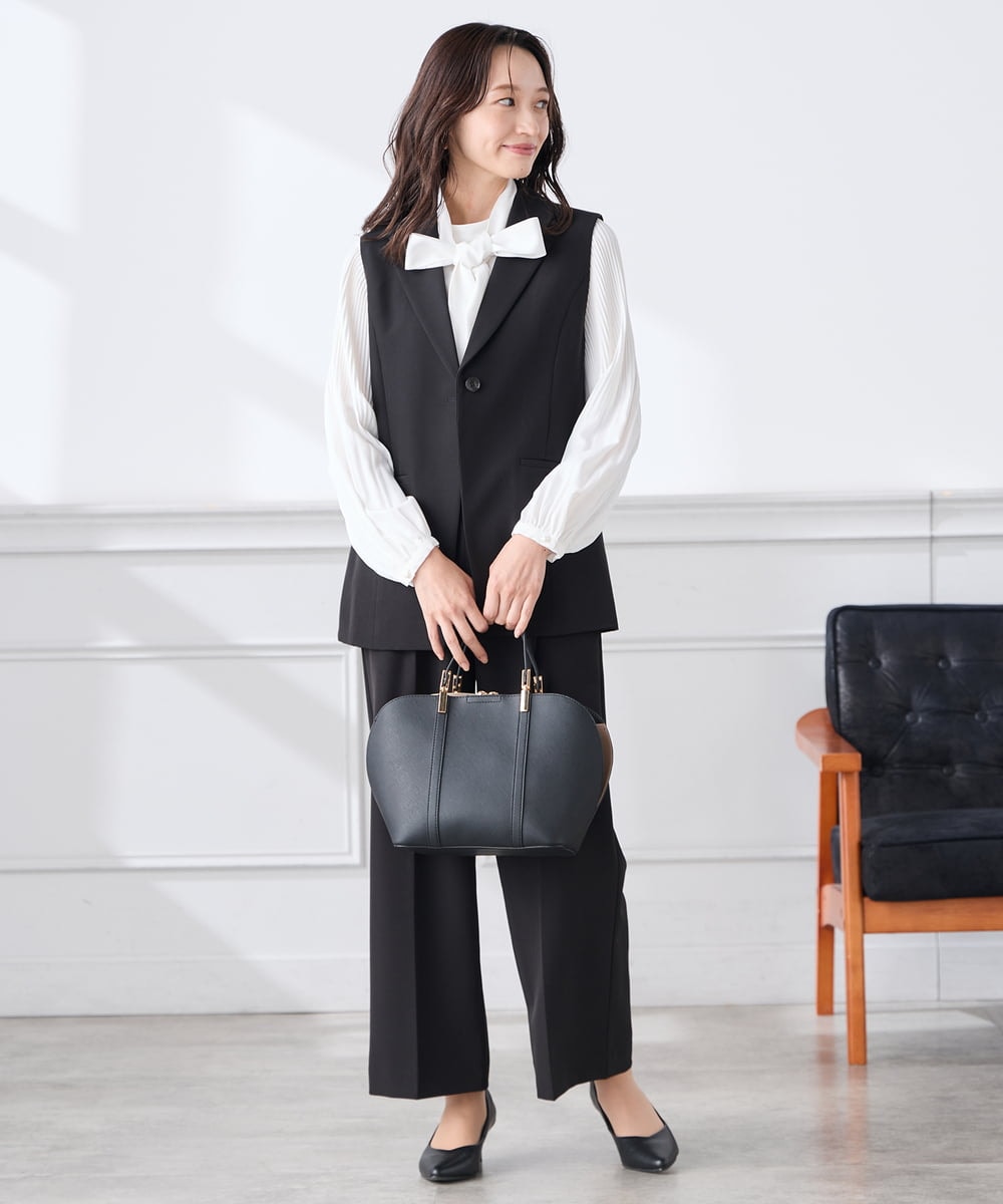 KALCD02079 a.v.v Elmi(アー・ヴェ・ヴェ) 【低身長サイズ】【洗える/ストレッチ/セットアップ対応】ダブルクロスワイドパンツ ネイビー