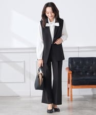 KALCD02079 a.v.v Elmi(アー・ヴェ・ヴェ) 【低身長サイズ】【洗える/ストレッチ/セットアップ対応】ダブルクロスワイドパンツ ネイビー