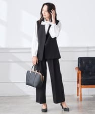 KALCD02079 a.v.v Elmi(アー・ヴェ・ヴェ) 【低身長サイズ】【洗える/ストレッチ/セットアップ対応】ダブルクロスワイドパンツ ネイビー