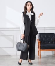 KALCD02079 a.v.v Elmi(アー・ヴェ・ヴェ) 【低身長サイズ】【洗える/ストレッチ/セットアップ対応】ダブルクロスワイドパンツ ネイビー