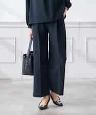 KALCD02079 a.v.v Elmi(アー・ヴェ・ヴェ) 【低身長サイズ】【洗える/ストレッチ/セットアップ対応】ダブルクロスワイドパンツ ネイビー