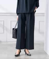 KALCD02079 a.v.v Elmi(アー・ヴェ・ヴェ) 【低身長サイズ】【洗える/ストレッチ/セットアップ対応】ダブルクロスワイドパンツ ネイビー