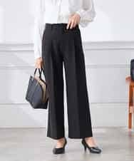 KALCD02079 a.v.v Elmi(アー・ヴェ・ヴェ) 【低身長サイズ】【洗える/ストレッチ/セットアップ対応】ダブルクロスワイドパンツ ネイビー