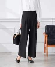 KALCD02079 a.v.v Elmi(アー・ヴェ・ヴェ) 【低身長サイズ】【洗える/ストレッチ/セットアップ対応】ダブルクロスワイドパンツ ネイビー