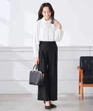 KALCD02079 a.v.v Elmi(アー・ヴェ・ヴェ) 【低身長サイズ】【洗える/ストレッチ/セットアップ対応】ダブルクロスワイドパンツ ネイビー