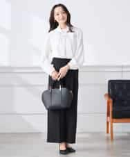 KALCD02079 a.v.v Elmi(アー・ヴェ・ヴェ) 【低身長サイズ】【洗える/ストレッチ/セットアップ対応】ダブルクロスワイドパンツ ネイビー