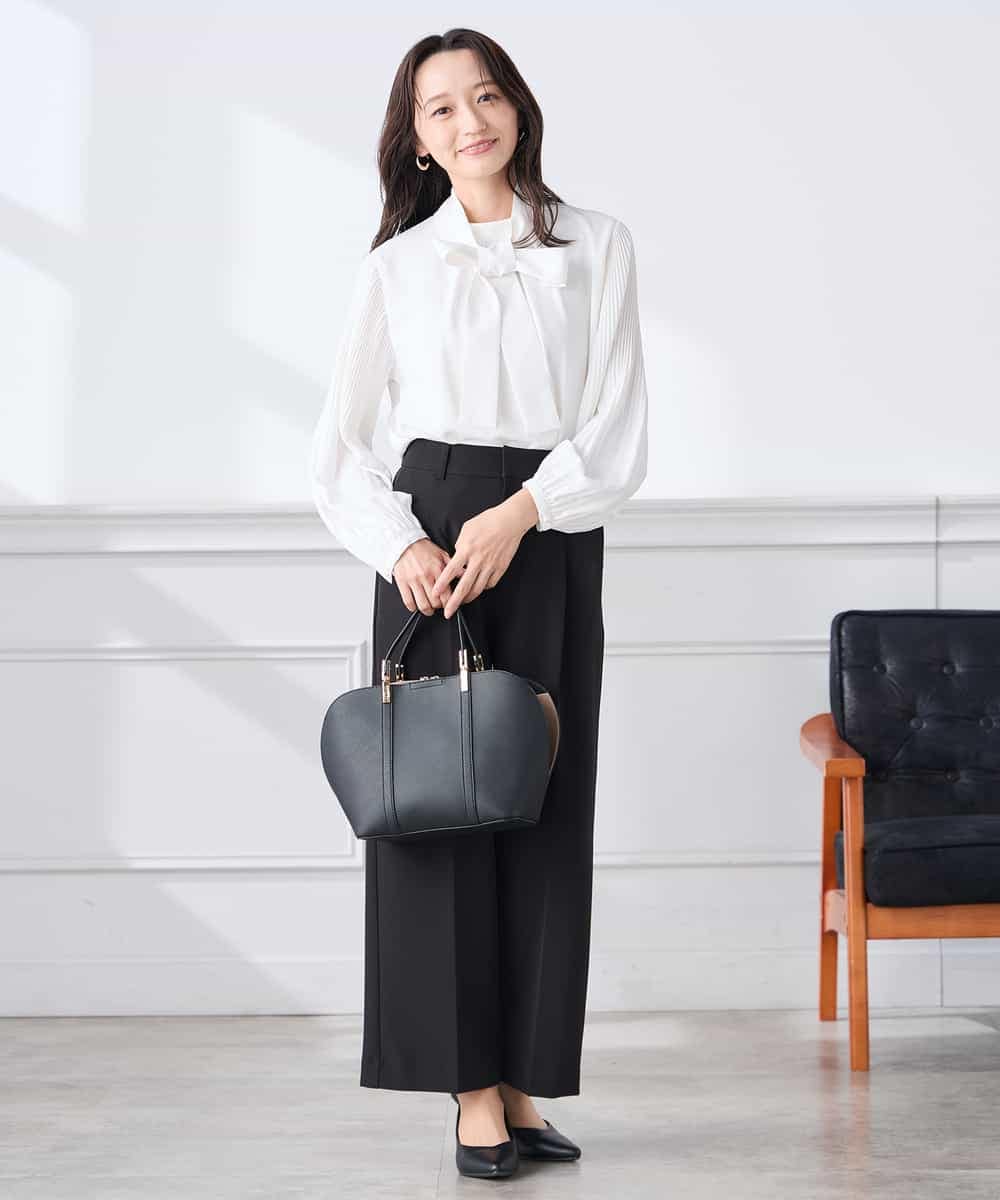 KALCD02079 a.v.v Elmi(アー・ヴェ・ヴェ) 【低身長サイズ】【洗える/ストレッチ/セットアップ対応】ダブルクロスワイドパンツ ネイビー