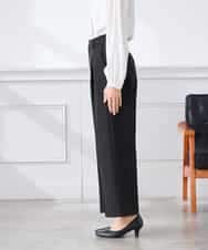 KALCD02079 a.v.v Elmi(アー・ヴェ・ヴェ) 【低身長サイズ】【洗える/ストレッチ/セットアップ対応】ダブルクロスワイドパンツ ネイビー