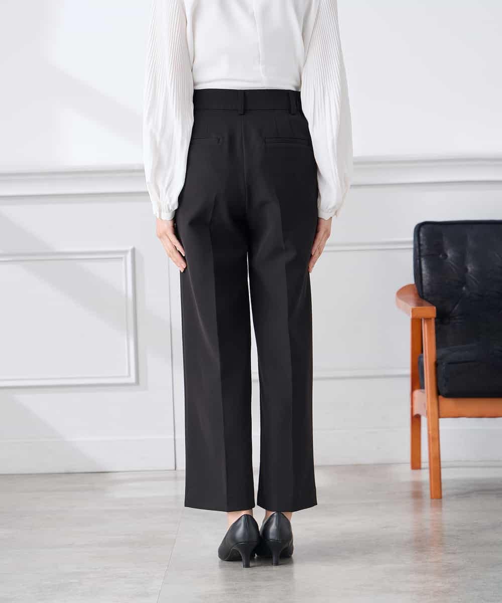 KALCD02079 a.v.v Elmi(アー・ヴェ・ヴェ) 【低身長サイズ】【洗える/ストレッチ/セットアップ対応】ダブルクロスワイドパンツ ネイビー