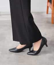 KALCD02079 a.v.v Elmi(アー・ヴェ・ヴェ) 【低身長サイズ】【洗える/ストレッチ/セットアップ対応】ダブルクロスワイドパンツ ネイビー