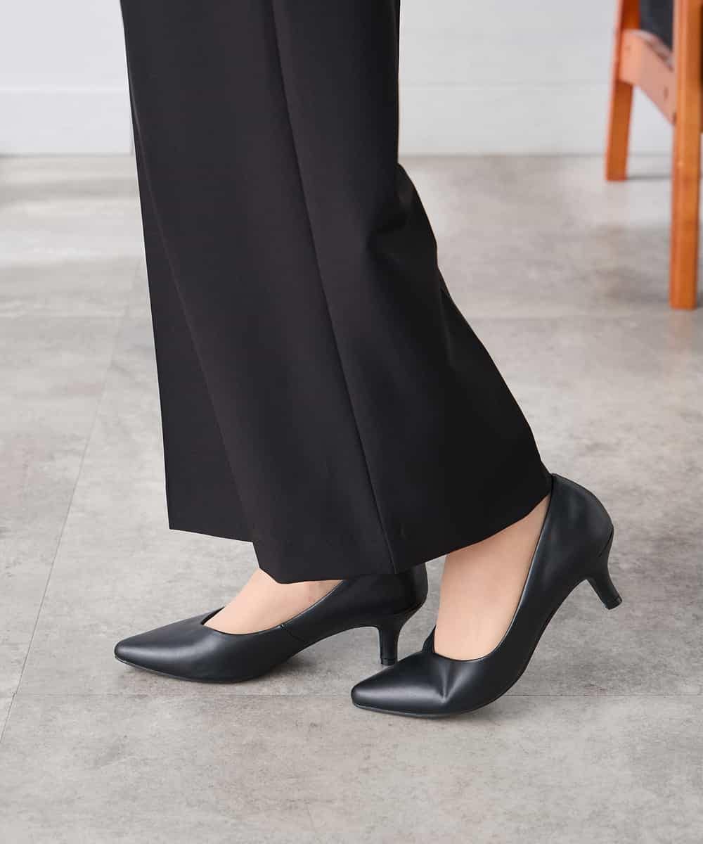 KALCD02079 a.v.v Elmi(アー・ヴェ・ヴェ) 【低身長サイズ】【洗える/ストレッチ/セットアップ対応】ダブルクロスワイドパンツ ネイビー