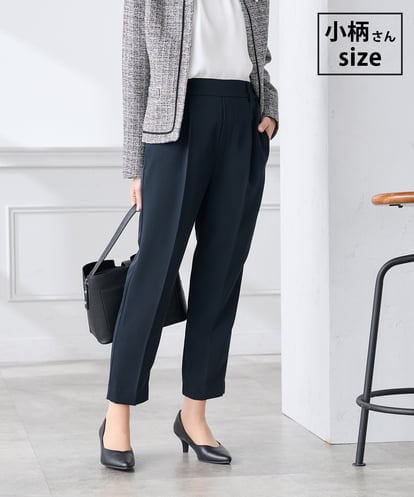 KALCD04069 a.v.v Elmi 【低身長サイズ】サテンテーパードパンツ【洗える/速乾/毛玉になりにくい/イージーケア】