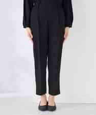 KALCD04069 a.v.v Elmi(アー・ヴェ・ヴェ) 【低身長サイズ】サテンテーパードパンツ【洗える/速乾/毛玉になりにくい/イージーケア】 ネイビー