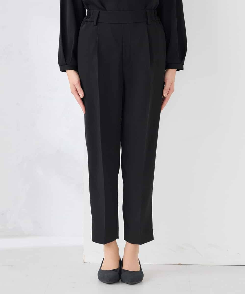 KALCD04069 a.v.v Elmi(アー・ヴェ・ヴェ) 【低身長サイズ】サテンテーパードパンツ【洗える/速乾/毛玉になりにくい/イージーケア】 ネイビー