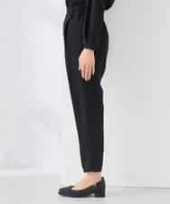 KALCD04069 a.v.v Elmi(アー・ヴェ・ヴェ) 【低身長サイズ】サテンテーパードパンツ【洗える/速乾/毛玉になりにくい/イージーケア】 ネイビー