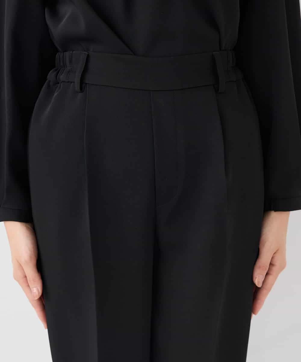 KALCD04069 a.v.v Elmi(アー・ヴェ・ヴェ) 【低身長サイズ】サテンテーパードパンツ【洗える/速乾/毛玉になりにくい/イージーケア】 ネイビー