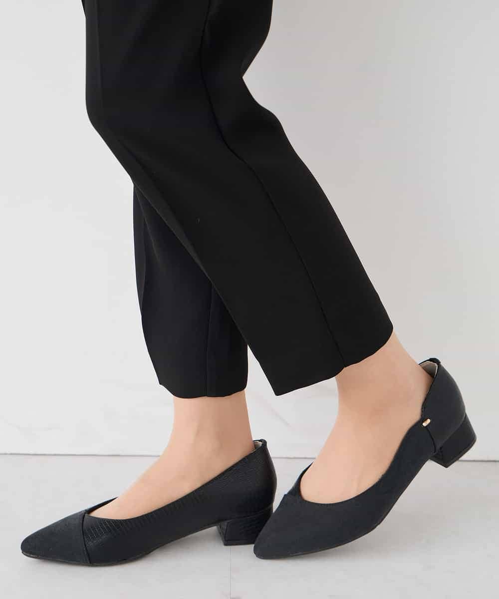 KALCD04069 a.v.v Elmi(アー・ヴェ・ヴェ) 【低身長サイズ】サテンテーパードパンツ【洗える/速乾/毛玉になりにくい/イージーケア】 ネイビー