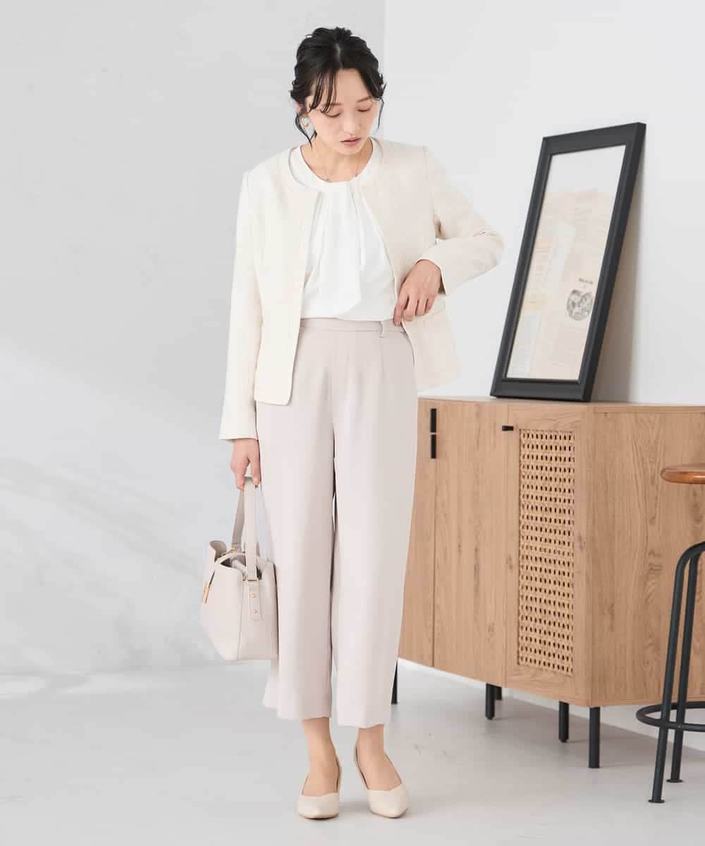 KALCD05069 a.v.v Elmi(アー・ヴェ・ヴェ) 【低身長サイズ】サテンワイドクロップドパンツ【洗える/速乾/毛玉になりにくい/イージーケア】 ネイビー