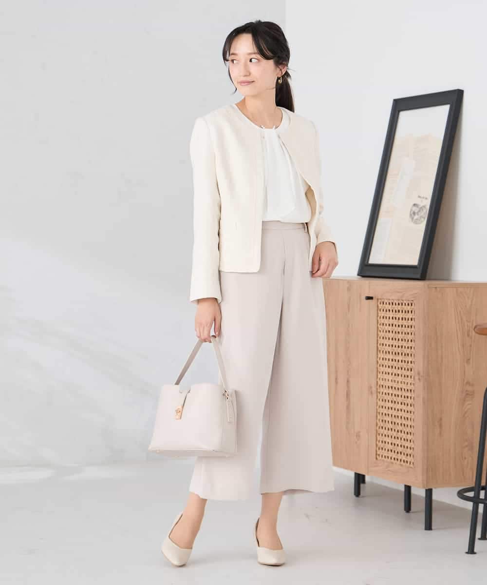 KALCD05069 a.v.v Elmi(アー・ヴェ・ヴェ) 【低身長サイズ】サテンワイドクロップドパンツ【洗える/速乾/毛玉になりにくい/イージーケア】 ネイビー