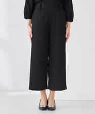 KALCD05069 a.v.v Elmi(アー・ヴェ・ヴェ) 【低身長サイズ】サテンワイドクロップドパンツ【洗える/速乾/毛玉になりにくい/イージーケア】 ネイビー