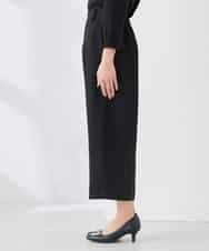 KALCD05069 a.v.v Elmi(アー・ヴェ・ヴェ) 【低身長サイズ】サテンワイドクロップドパンツ【洗える/速乾/毛玉になりにくい/イージーケア】 ネイビー