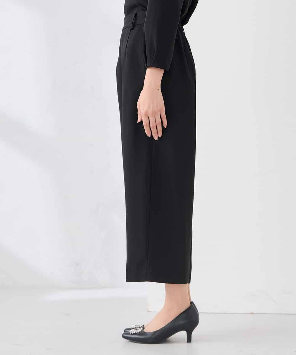 KALCD05069 a.v.v Elmi(アー・ヴェ・ヴェ) 【低身長サイズ】サテンワイドクロップドパンツ【洗える/速乾/毛玉になりにくい/イージーケア】 ネイビー