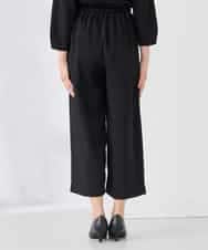 KALCD05069 a.v.v Elmi(アー・ヴェ・ヴェ) 【低身長サイズ】サテンワイドクロップドパンツ【洗える/速乾/毛玉になりにくい/イージーケア】 ネイビー