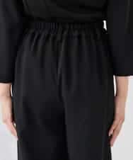 KALCD05069 a.v.v Elmi(アー・ヴェ・ヴェ) 【低身長サイズ】サテンワイドクロップドパンツ【洗える/速乾/毛玉になりにくい/イージーケア】 ネイビー