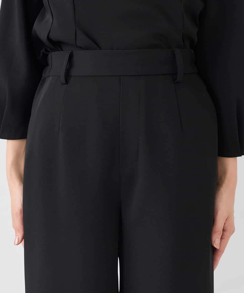 KALCD05069 a.v.v Elmi(アー・ヴェ・ヴェ) 【低身長サイズ】サテンワイドクロップドパンツ【洗える/速乾/毛玉になりにくい/イージーケア】 ネイビー