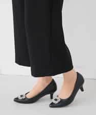 KALCD05069 a.v.v Elmi(アー・ヴェ・ヴェ) 【低身長サイズ】サテンワイドクロップドパンツ【洗える/速乾/毛玉になりにくい/イージーケア】 ネイビー