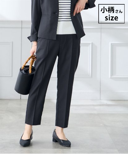 KALFE20079 a.v.v Elmi 【低身長サイズ】【洗える/UVカット】リネンライクストレッチテーパードパンツ