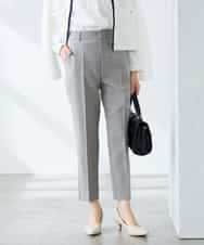 KALFE20079 a.v.v Elmi(アー・ヴェ・ヴェ) 【低身長サイズ】【洗える/UVカット】リネンライクストレッチテーパードパンツ ネイビー