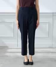 KALFE20079 a.v.v Elmi(アー・ヴェ・ヴェ) 【低身長サイズ】【洗える/UVカット】リネンライクストレッチテーパードパンツ ネイビー