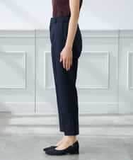 KALFE20079 a.v.v Elmi(アー・ヴェ・ヴェ) 【低身長サイズ】【洗える/UVカット】リネンライクストレッチテーパードパンツ ネイビー