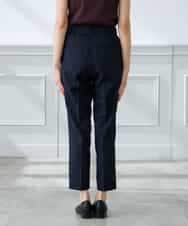 KALFE20079 a.v.v Elmi(アー・ヴェ・ヴェ) 【低身長サイズ】【洗える/UVカット】リネンライクストレッチテーパードパンツ ネイビー