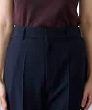 KALFE20079 a.v.v Elmi(アー・ヴェ・ヴェ) 【低身長サイズ】【洗える/UVカット】リネンライクストレッチテーパードパンツ ネイビー