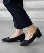 KALFE20079 a.v.v Elmi(アー・ヴェ・ヴェ) 【低身長サイズ】【洗える/UVカット】リネンライクストレッチテーパードパンツ ネイビー