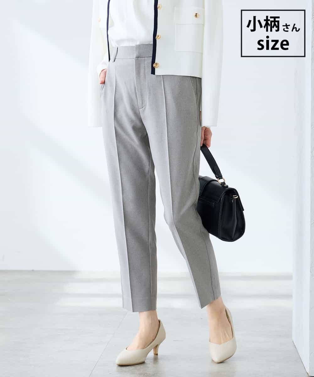 KALFE20079 a.v.v Elmi(アー・ヴェ・ヴェ) 【低身長サイズ】【洗える/UVカット】リネンライクストレッチテーパードパンツ グレー