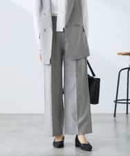 KALFE22079 a.v.v Elmi(アー・ヴェ・ヴェ) 【低身長サイズ】【洗える/UVカット】リネンライクストレッチワイドパンツ ネイビー